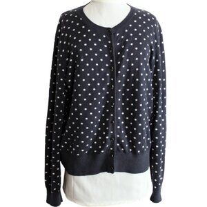 Banana Republic Button up Cardigan Sweater- Polka Dot , Navy & White, Sz XL